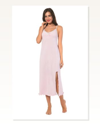 Moda Çizgi Women's Rope Strap Long Nightgown 900