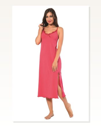 Moda Çizgi Women's Rope Strap Long Nightgown 902