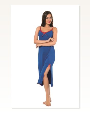 Moda Çizgi Women's Rope Strap Long Nightgown 905