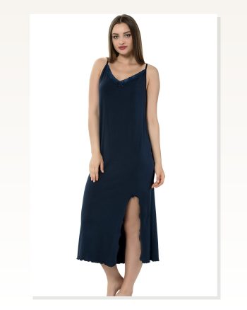Moda Çizgi Women's Rope Strap Long Nightgown 911