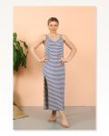 Moda Çizgi Women’s Rope Strap Slit Long Blue Nightgown 90122 Marketplace