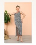 Moda Çizgi Women’s Rope Strap Slit Long Navy Blue Nightgown 90116 Marketplace