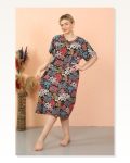 Moda Çizgi Women’s Short Sleeve Below Knee Over Size Home Dress – Nightgown 93412 Marketplace