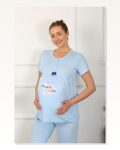 Moda Çizgi Women’s Short Sleeve Pregnant Maternity Pajama Set Blue 45210 Marketplace