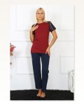 Moda Çizgi Women's Sleeve Lace Combed Cotton Pajama Set 4149