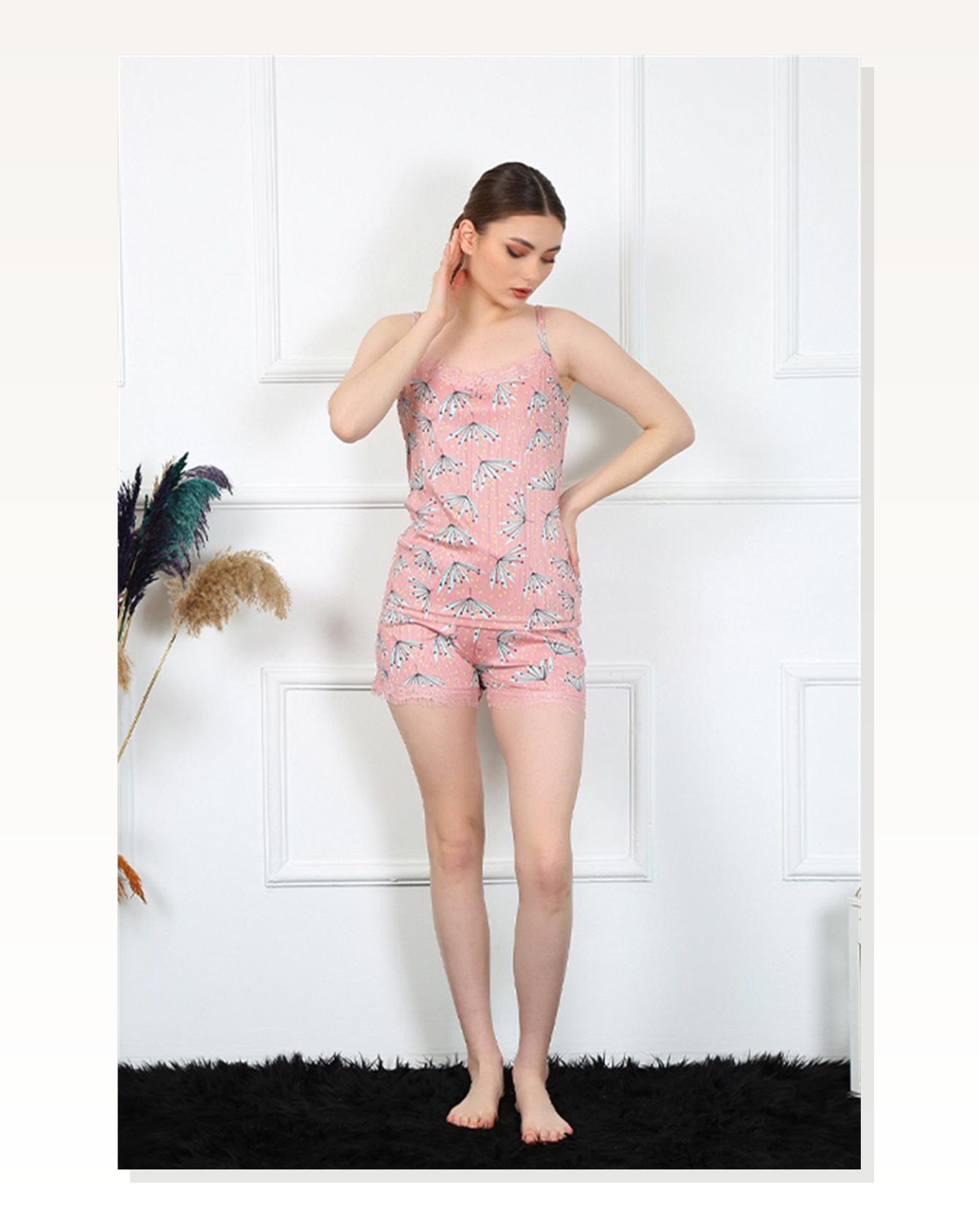 Moda Çizgi Women's Suit with Rope Strap Shorts 3598 Marketplace blank