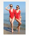 Moda Çizgi Women’s Tassel Swimsuit Red 34023 Marketplace