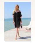 Moda Çizgi Women’s Tasseled Tunic Pareo Beach Dress Black 38048 Marketplace