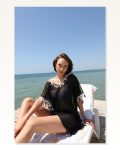 Moda Çizgi Women's Tasseled Tunic Pareo Beach Dress Black 38050