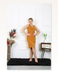 Moda Çizgi Women’s Thick Strap Combed Cotton Nightgown Mustard 14001 Marketplace