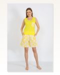 Moda Çizgi Women’s Thick Strap Pocket Shorts Suit Yellow 3617 Marketplace