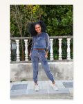 Moda Çizgi Women's Velvet Hooded Tracksuit Set 9054
