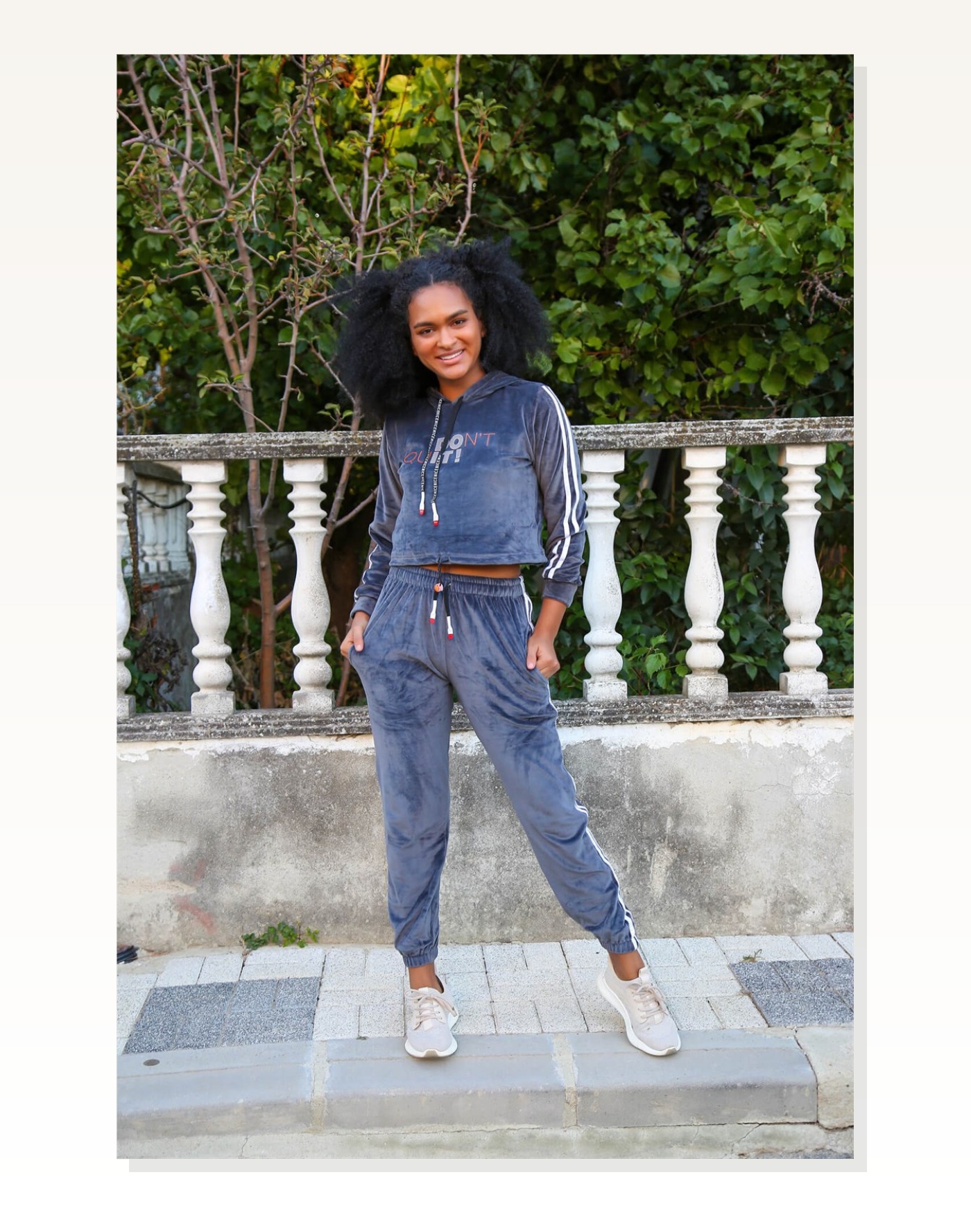 Moda Çizgi Women's Velvet Hooded Tracksuit Set 9054 Marketplace blank