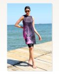 Moda Çizgi Zero Sleeve Patterned Half Hijab Swimsuit 33011 Marketplace