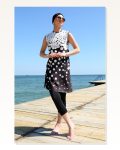 Moda Çizgi Zero Sleeve Polka Dot Half Hijab Swimsuit 33012 Marketplace
