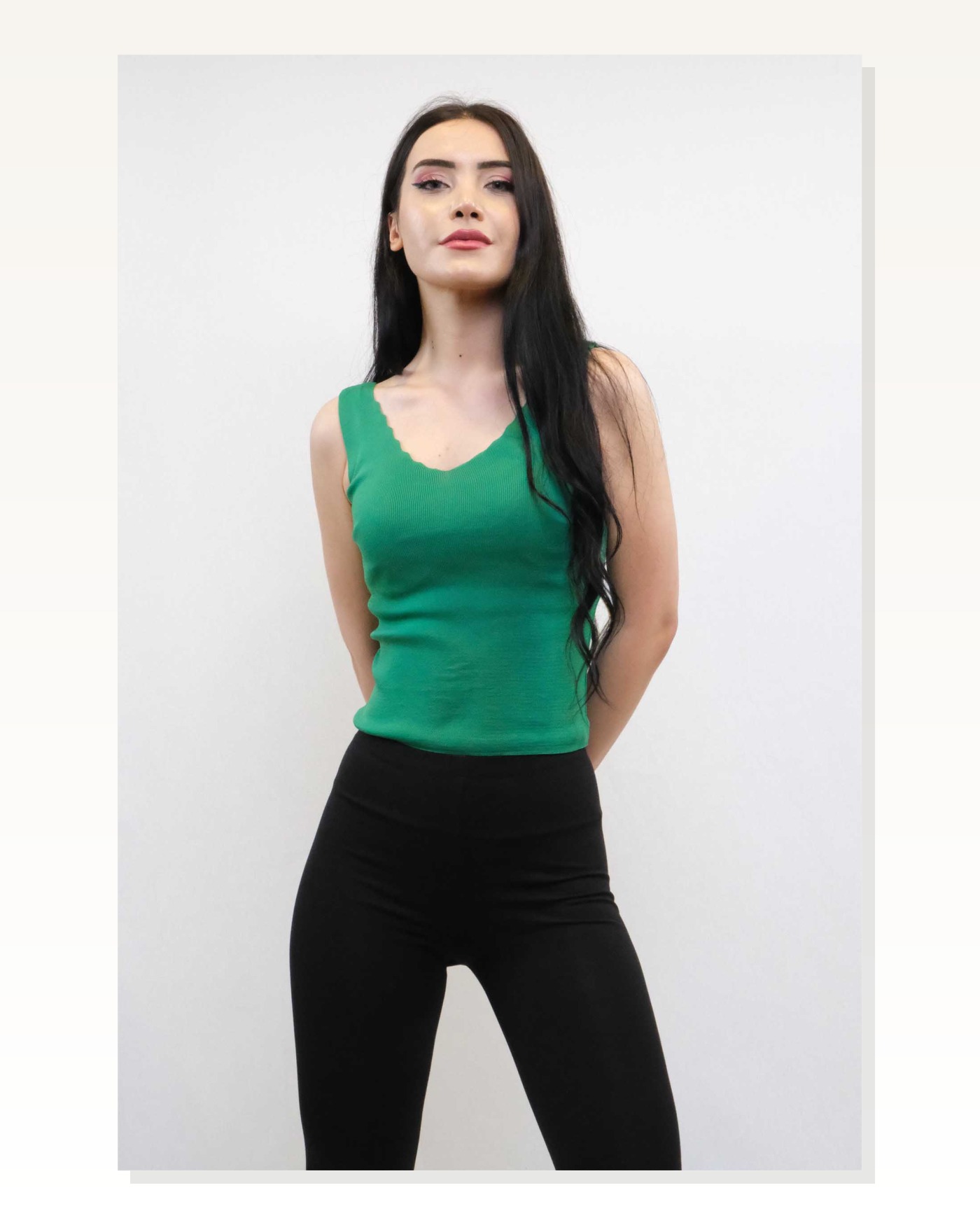 Moda Çizgi Zigzag Collar Knitwear Blouse Green Marketplace blank