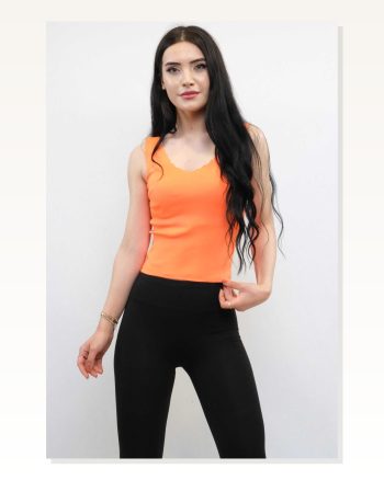 Moda Çizgi Zigzag Collar Knitwear Blouse Orange
