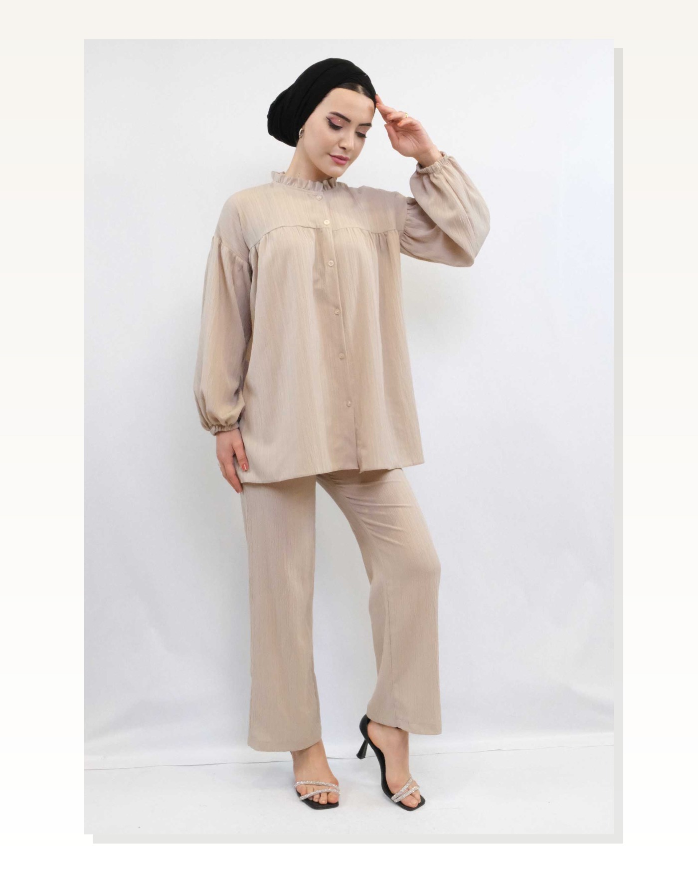 Moda Çizgid Robe Double Set Stone Marketplace blank
