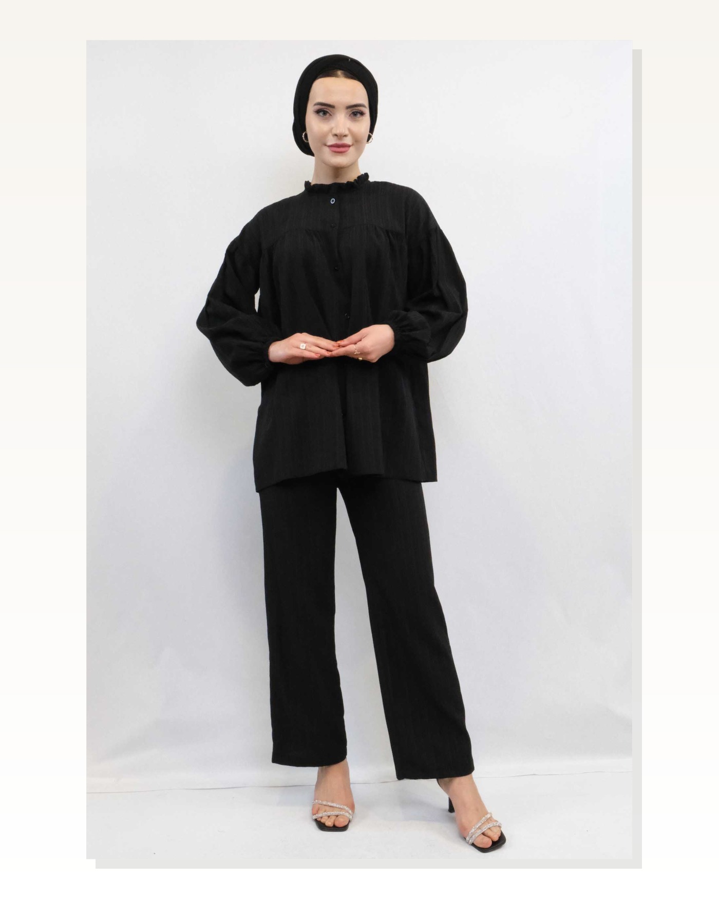 Moda Çizgid Robe Double Suit Black Marketplace blank