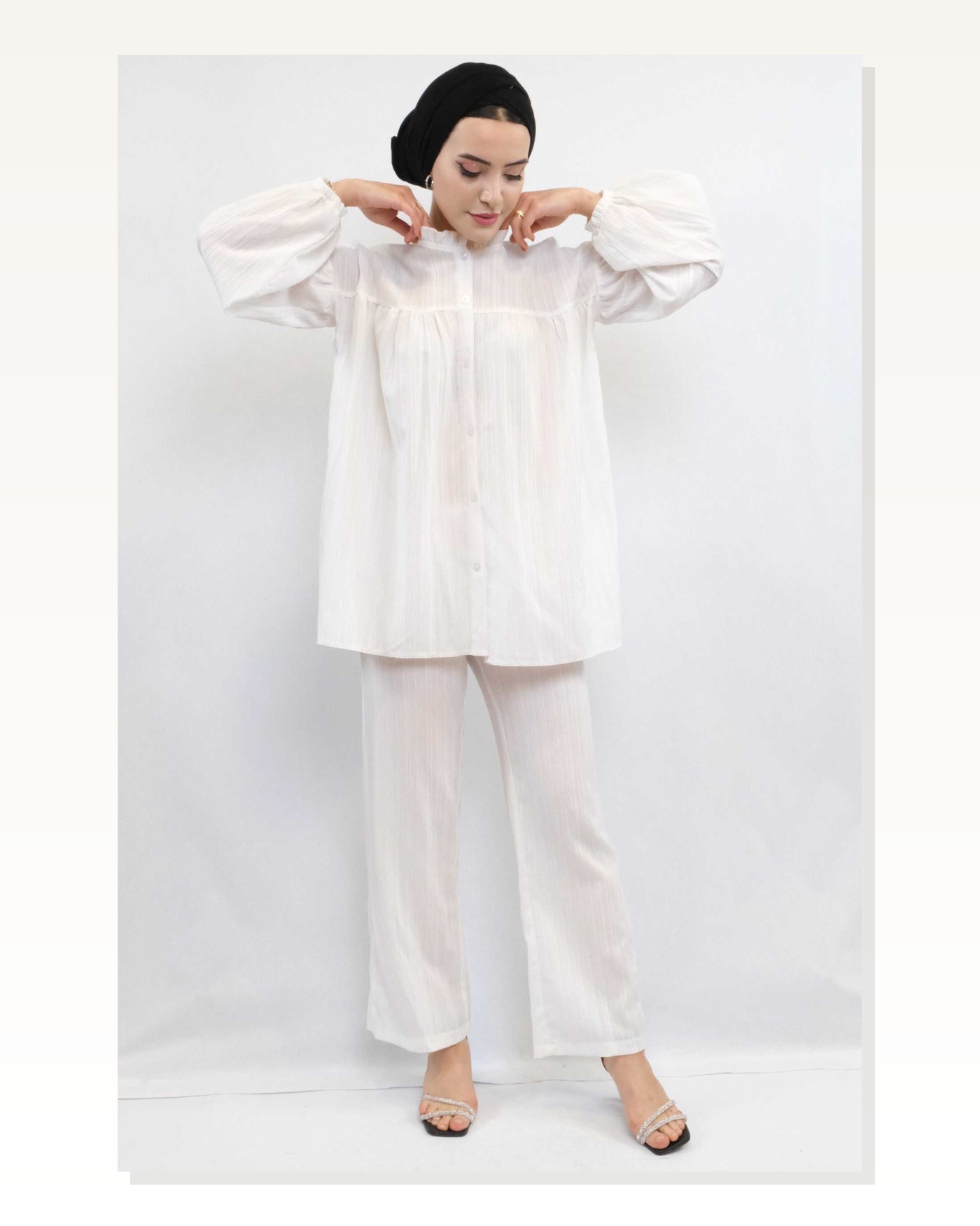 Moda Çizgid Robe Double Suit Ecru Marketplace blank