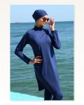 Moda Stripe Long Sleeve Lycra Navy Blue Hijab Swimsuit 31055 Marketplace