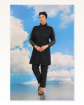 Moda Stripe Women’s Full Hijab Swimsuit with Trousers and Stripes, Navy Blue 31065 Marketplace