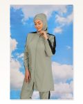 Moda Stripe Women’s Full Hijab Swimsuit with Trousers and Stripes, Water Green 31065 Marketplace