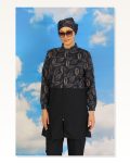 Moda Stripe Women’s Patterned Full Hijab Swimsuit with Trousers Navy Blue 31075 Marketplace