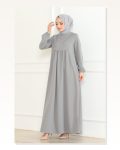Önden Büzgülü Rahat Elbise GRİ Marketplace