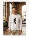 Oversize Bisiklet Yaka Sevgililer Günü Baskılı Sweatshirt Beyaz