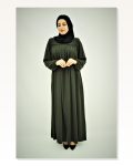 Pleated Stoned Abaya 2040 Khaki