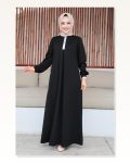 Pul Payetli Tesettür Elbise Siyah