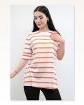 Striped Combed Cotton Tshirt Orange