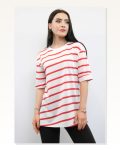 Striped Combed Cotton Tshirt Red