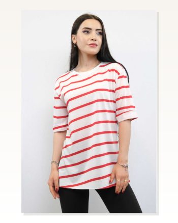 Striped Combed Cotton Tshirt Red