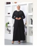 Taş İşlemeli Tesettür Elbise Siyah