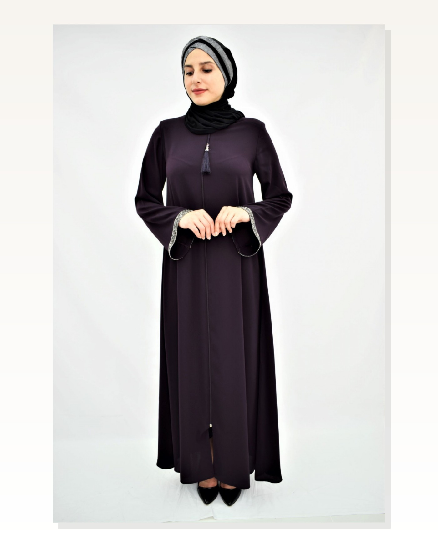 TASSEL DETAIL ABAYA PURPLE MC4017 Marketplace blank