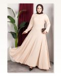 Volan Detaylı Bürümcük Elbise BEJ Marketplace