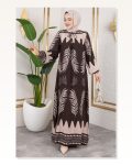 Yakası Bağlamalı Viskon Elbise KAHVERENGİ Marketplace