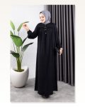 Yarım Düğmeli Viskon Elbise LACİVERT Marketplace