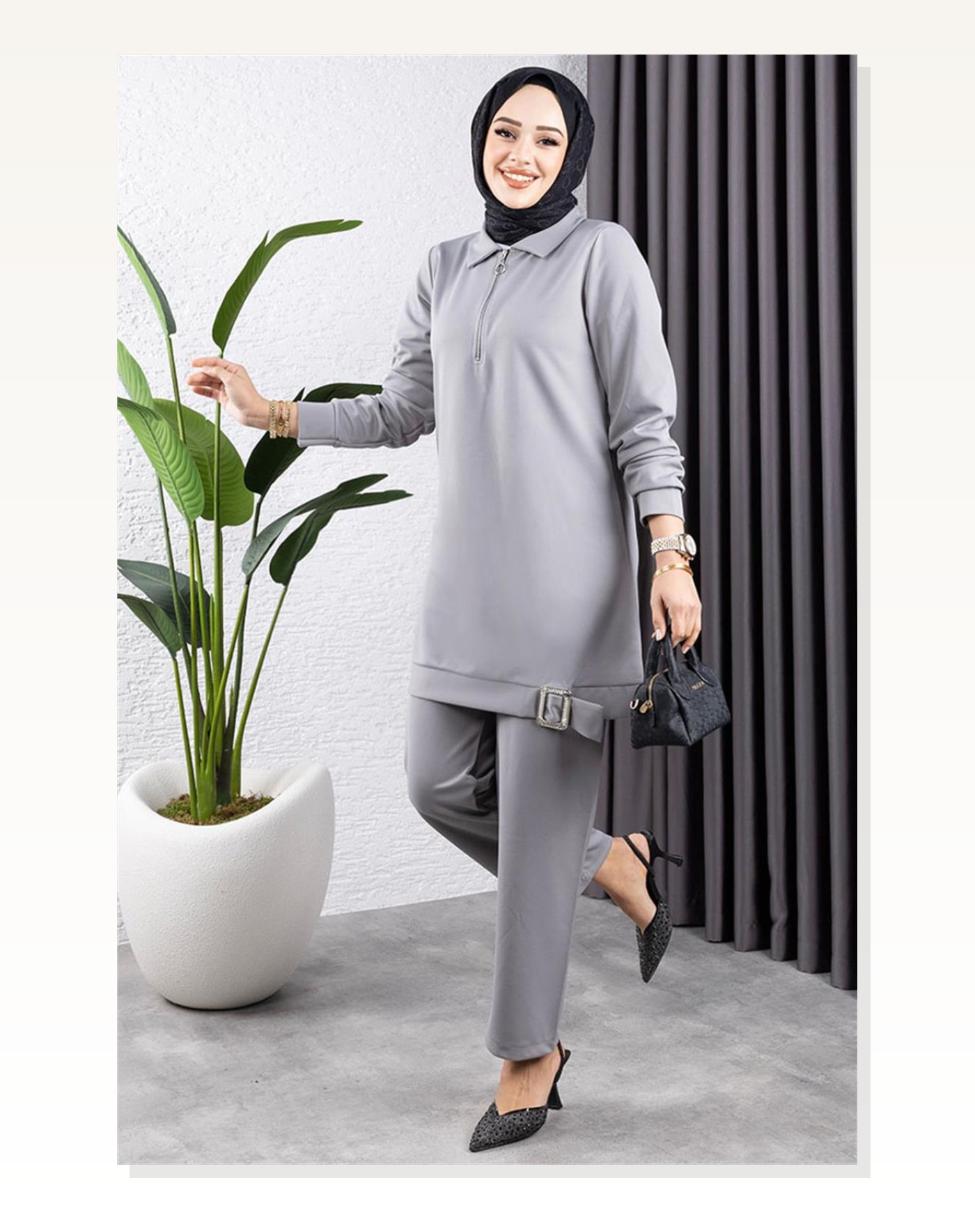 Yarım Fermuarlı Spor Takım GRİ Marketplace blank