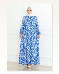 Zebra Desen Tesettür Elbise MAVİ Marketplace