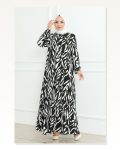 Zebra Desen Tesettür Elbise SİYAH Marketplace