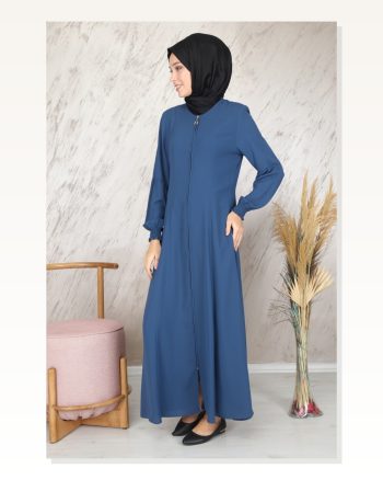 ZIPPERED ABAYA INDIGO MC2001